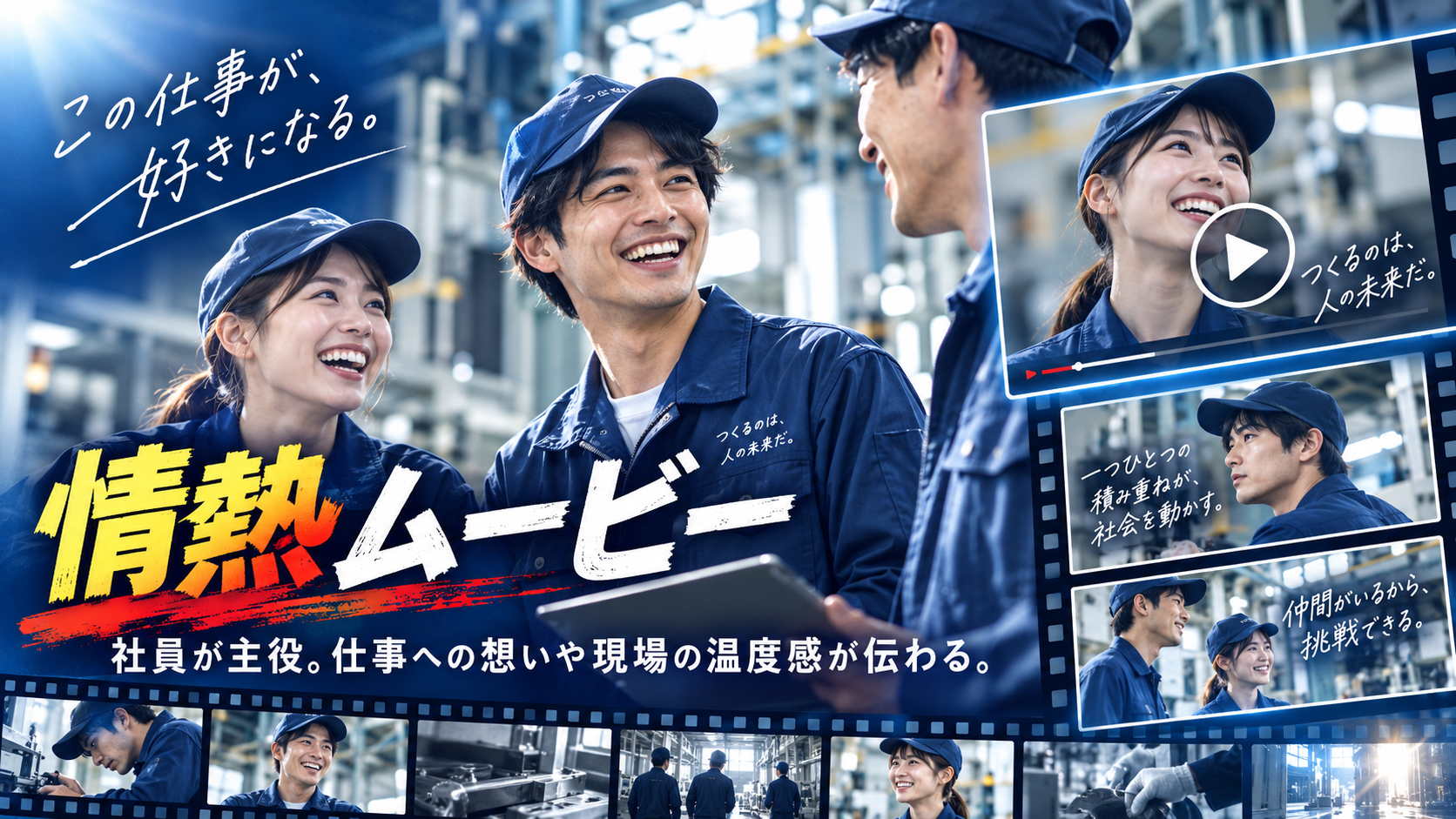 社員が主演するシネマティックムービーの紹介ビジュアル