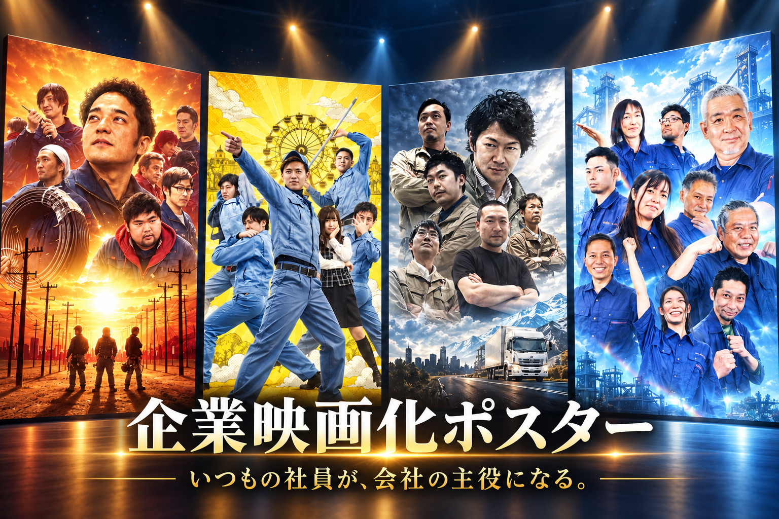 社員が主役となる企業映画化ポスターの紹介ビジュアル